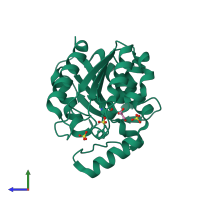 PDB entry 1zj5 coloured by chain, side view.