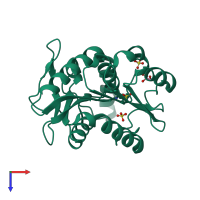 PDB entry 1zj5 coloured by chain, top view.