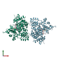 PDB entry 1zj8 coloured by chain, front view.