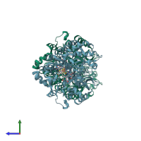 PDB entry 1zj8 coloured by chain, side view.