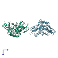 PDB entry 1zja coloured by chain, top view.