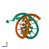 PDB entry 1zjf coloured by chain, side view.