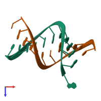 PDB entry 1zjf coloured by chain, top view.
