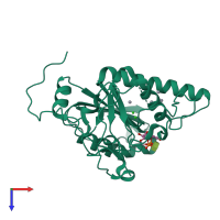 PDB entry 1zjo coloured by chain, top view.