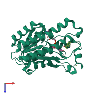 PDB entry 1zjy coloured by chain, top view.