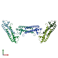 PDB entry 1zke coloured by chain, front view.