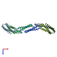 PDB entry 1zke coloured by chain, top view.