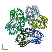 PDB entry 1zl2 coloured by chain, front view.