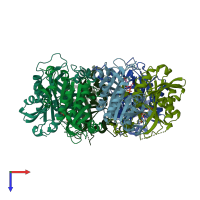 PDB entry 1zl2 coloured by chain, top view.