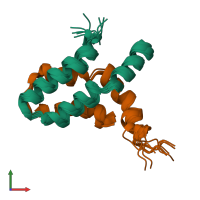 PDB entry 1zl8 coloured by chain, ensemble of 10 models, front view.