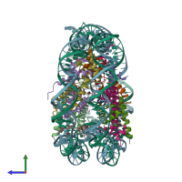 PDB entry 1zla coloured by chain, side view.