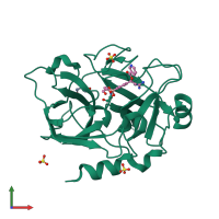 PDB entry 1zlr coloured by chain, front view.