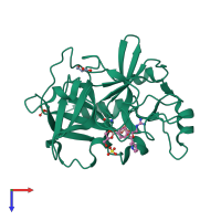 PDB entry 1zlr coloured by chain, top view.