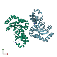 PDB entry 1zlz coloured by chain, front view.