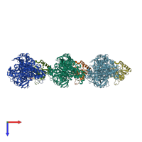 PDB entry 1zm2 coloured by chain, top view.