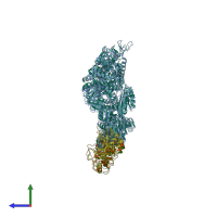 PDB entry 1zm4 coloured by chain, side view.