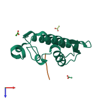 PDB entry 1zm6 coloured by chain, top view.
