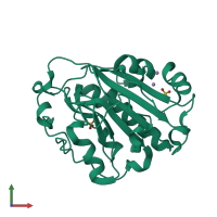 PDB entry 1zm8 coloured by chain, front view.