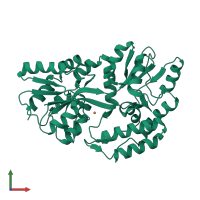 PDB entry 1zmg coloured by chain, front view.