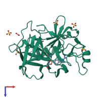 PDB entry 1zml coloured by chain, top view.