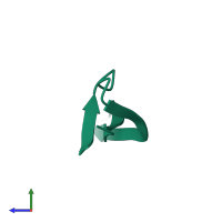 Monomeric assembly 4 of PDB entry 1zmm coloured by chemically distinct molecules, side view.