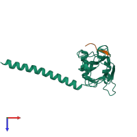 PDB entry 1zms coloured by chain, top view.