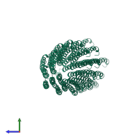 PDB entry 1zn5 coloured by chain, ensemble of 27 models, side view.