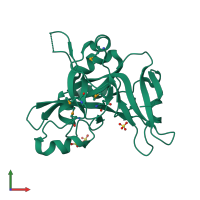 PDB entry 1zn6 coloured by chain, front view.