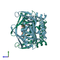 PDB entry 1zn8 coloured by chain, side view.