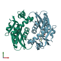 PDB entry 1zn9 coloured by chain, front view.