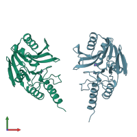 PDB entry 1znb coloured by chain, front view.