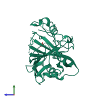 Monomeric assembly 2 of PDB entry 1znc coloured by chemically distinct molecules, side view.