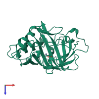 Monomeric assembly 2 of PDB entry 1znc coloured by chemically distinct molecules, top view.