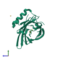PDB entry 1znk coloured by chain, side view.
