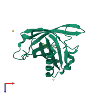 PDB entry 1znk coloured by chain, top view.