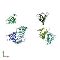 PDB entry 1znp coloured by chain, front view.