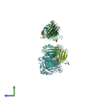 PDB entry 1znp coloured by chain, side view.