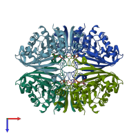 PDB entry 1znq coloured by chain, top view.