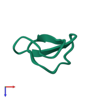 PDB entry 1znu coloured by chain, ensemble of 20 models, top view.