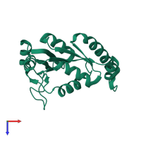 PDB entry 1znw coloured by chain, top view.