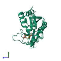 PDB entry 1znz coloured by chain, side view.