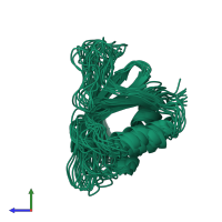 PDB entry 1zo0 coloured by chain, ensemble of 12 models, side view.