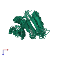 PDB entry 1zo0 coloured by chain, ensemble of 12 models, top view.