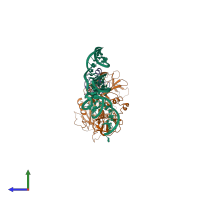 PDB entry 1zo1 coloured by chain, side view.