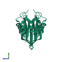 Homo dimeric assembly 1 of PDB entry 1zo2 coloured by chemically distinct molecules, side view.