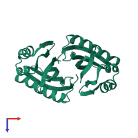 Homo dimeric assembly 1 of PDB entry 1zo2 coloured by chemically distinct molecules, top view.