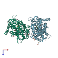 PDB entry 1zo9 coloured by chain, top view.