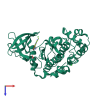 PDB entry 1zoh coloured by chain, top view.