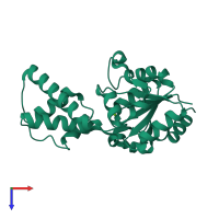 PDB entry 1zol coloured by chain, top view.