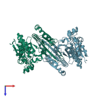 PDB entry 1zor coloured by chain, top view.